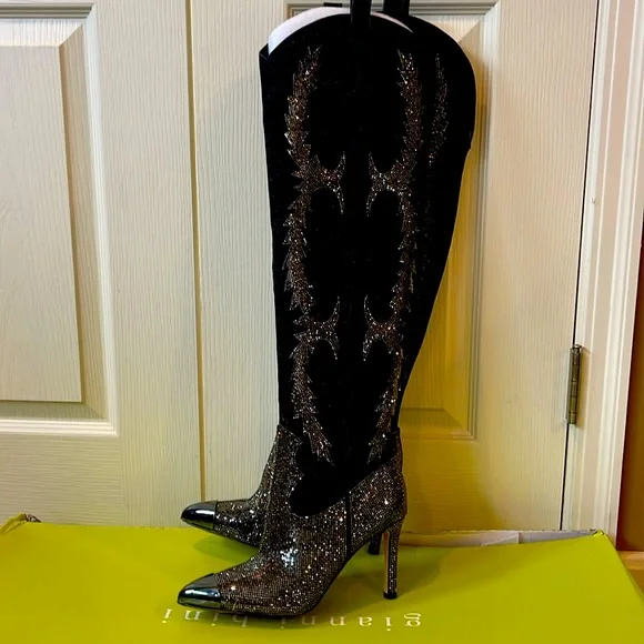 Gianni Bini Rhinestone Over The Knee Boots Knee Boots Silver